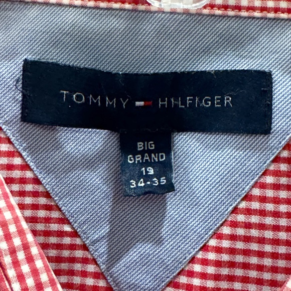 Tommy Hilfiger Red & White Gingham, Big and Tall Shirt- size 19 34/35 - Picture 4 of 5